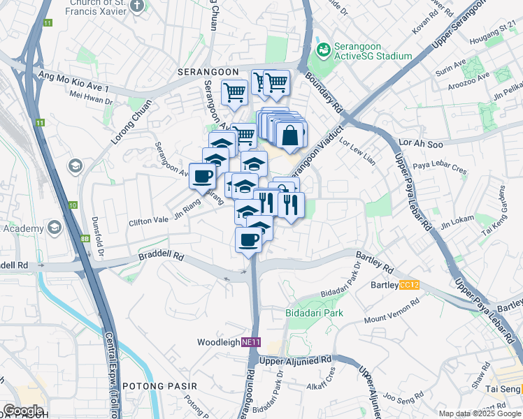 map of restaurants, bars, coffee shops, grocery stores, and more near in Singapore