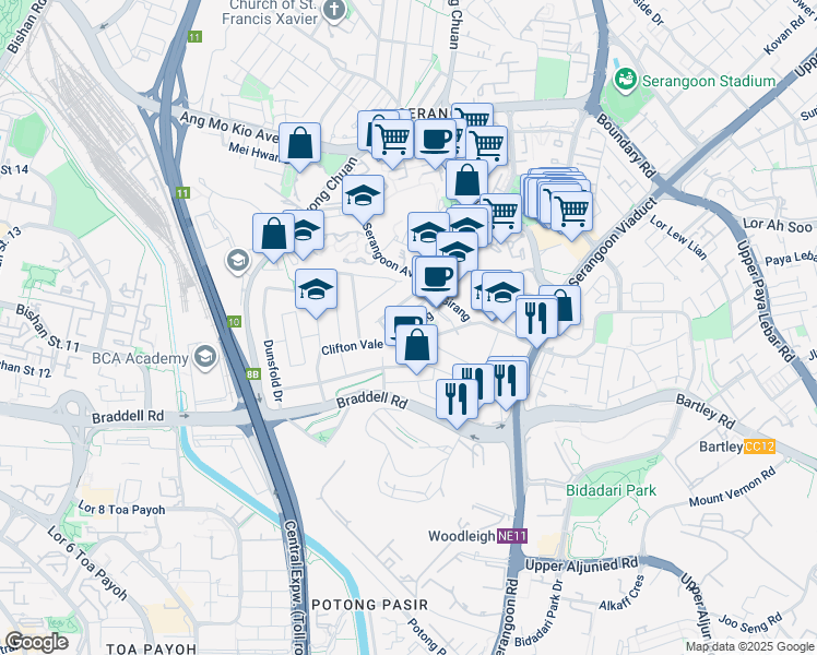 map of restaurants, bars, coffee shops, grocery stores, and more near in Singapore