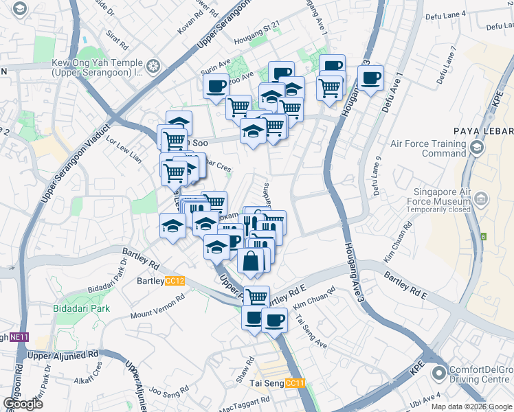 map of restaurants, bars, coffee shops, grocery stores, and more near in Singapore
