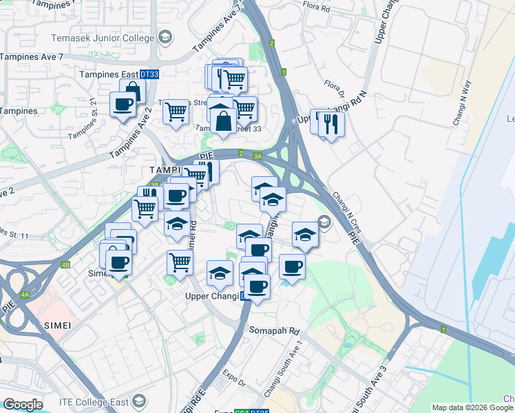 map of restaurants, bars, coffee shops, grocery stores, and more near in Singapore