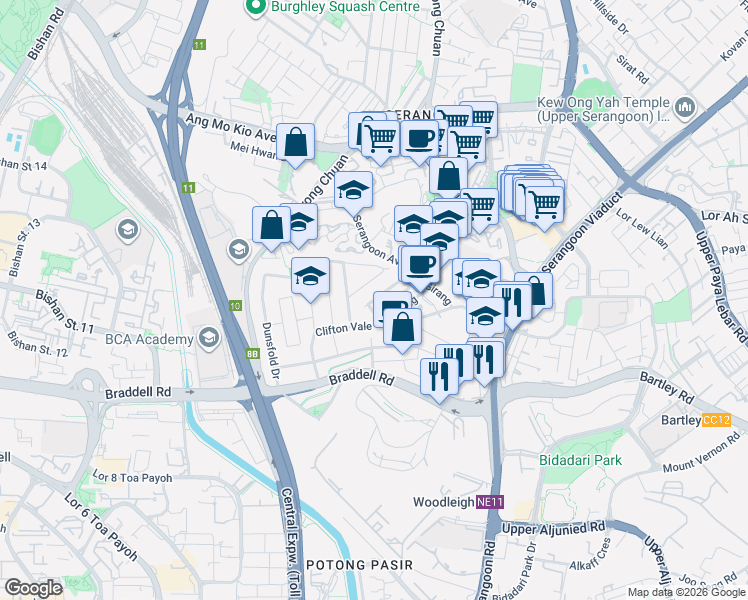 map of restaurants, bars, coffee shops, grocery stores, and more near in Singapore