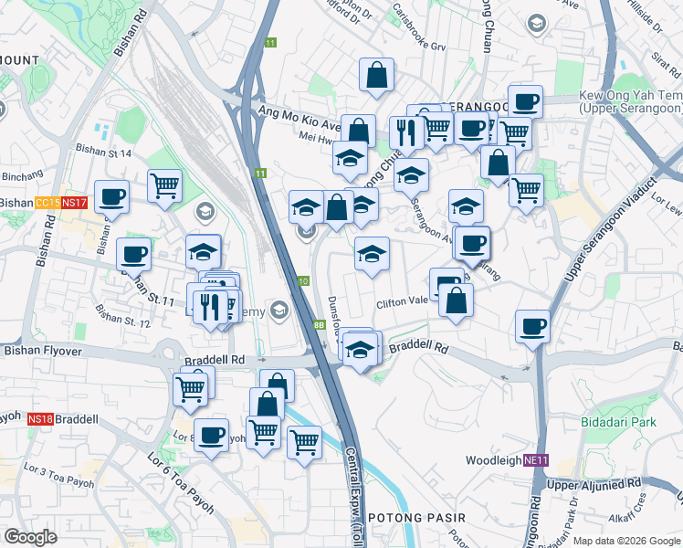 map of restaurants, bars, coffee shops, grocery stores, and more near in Singapore
