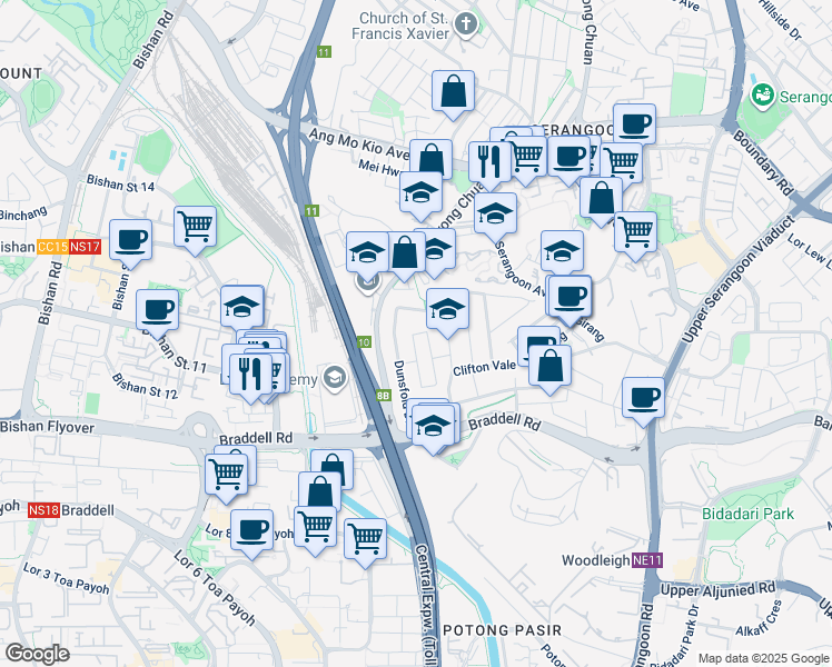 map of restaurants, bars, coffee shops, grocery stores, and more near in Singapore