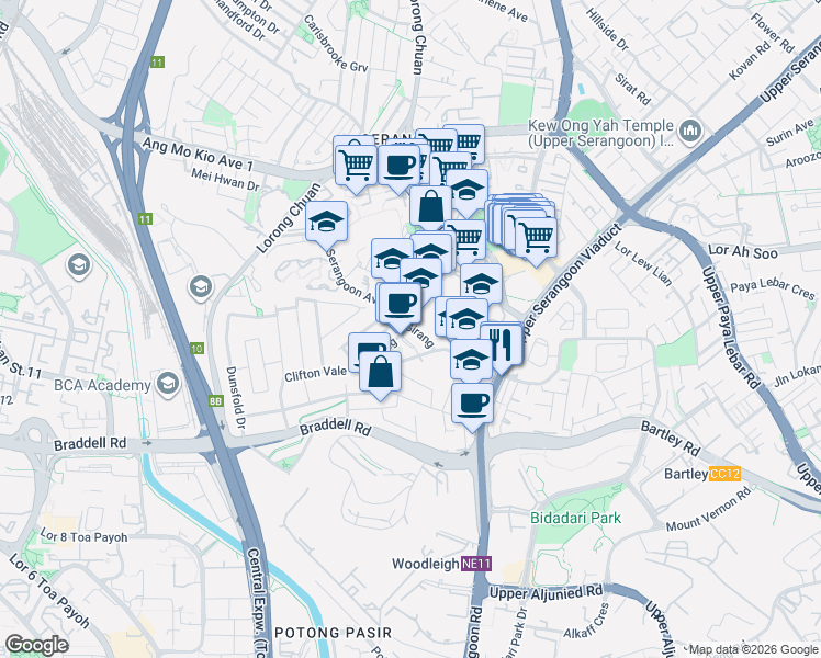map of restaurants, bars, coffee shops, grocery stores, and more near in Singapore