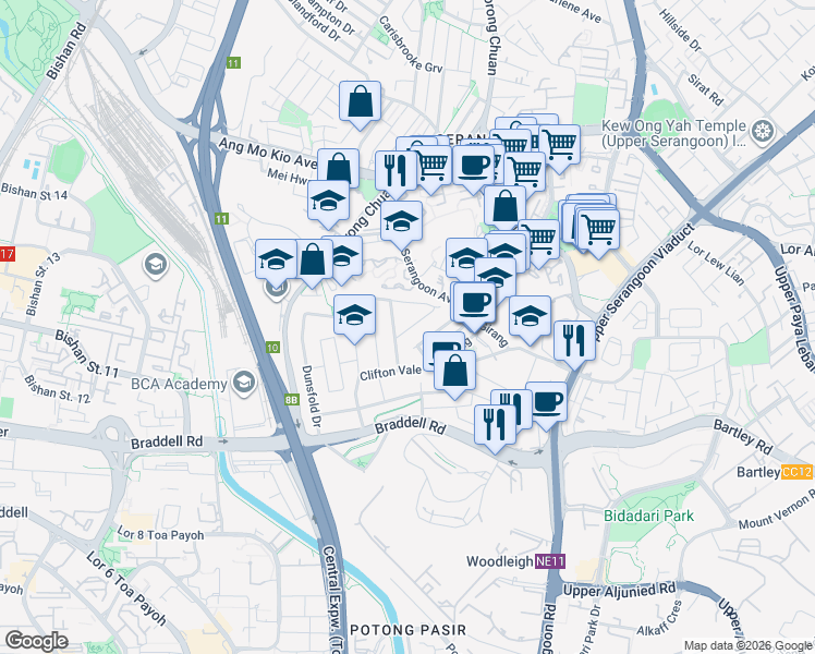 map of restaurants, bars, coffee shops, grocery stores, and more near in Singapore