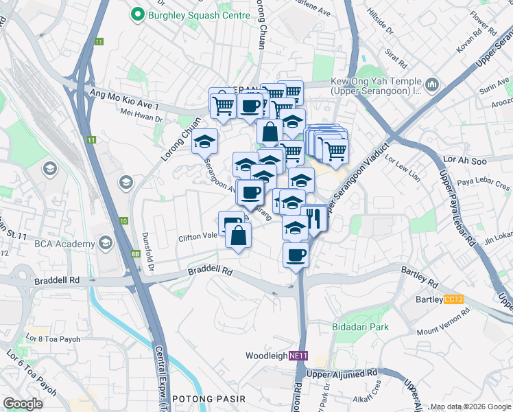 map of restaurants, bars, coffee shops, grocery stores, and more near in Singapore
