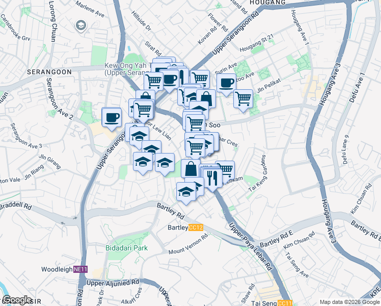 map of restaurants, bars, coffee shops, grocery stores, and more near in Singapore