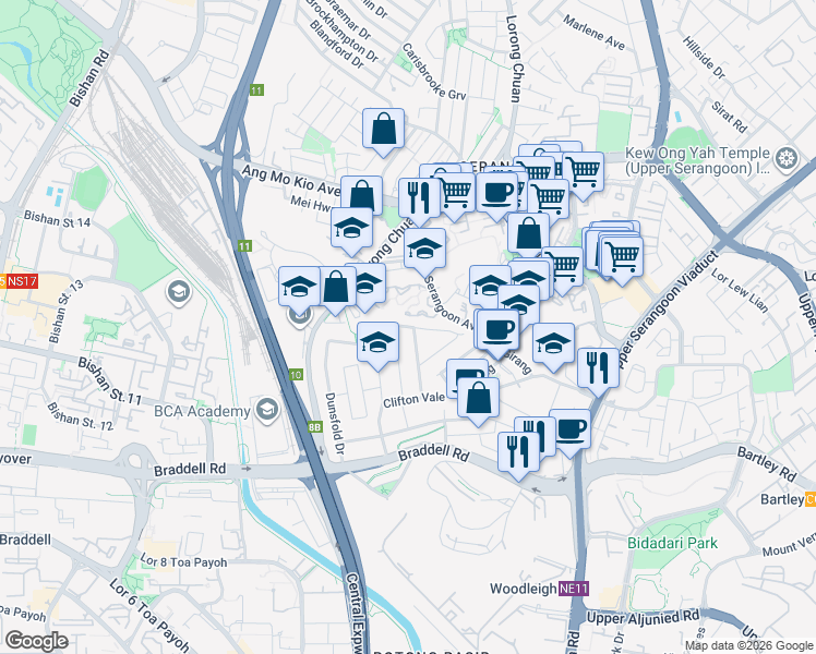 map of restaurants, bars, coffee shops, grocery stores, and more near in Singapore