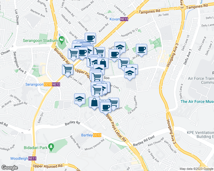 map of restaurants, bars, coffee shops, grocery stores, and more near in Singapore