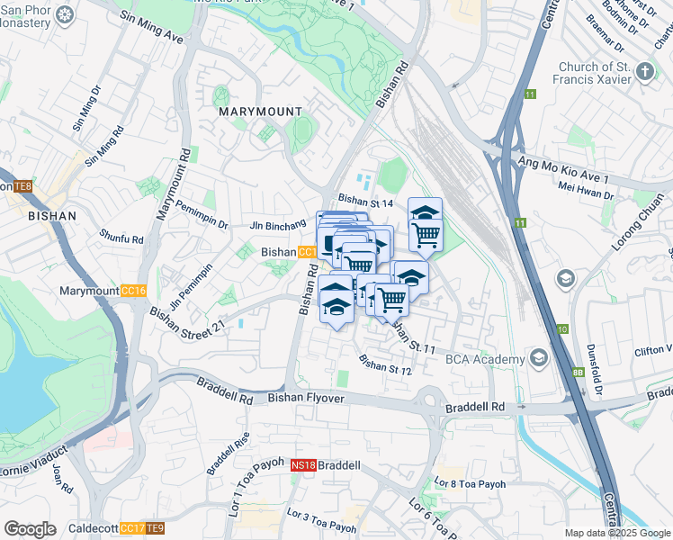 map of restaurants, bars, coffee shops, grocery stores, and more near in Singapore