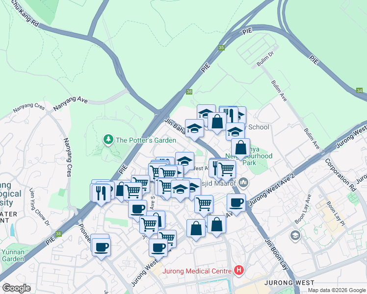 map of restaurants, bars, coffee shops, grocery stores, and more near in Singapore