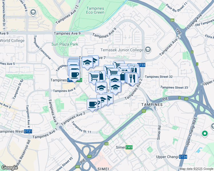map of restaurants, bars, coffee shops, grocery stores, and more near in Singapore