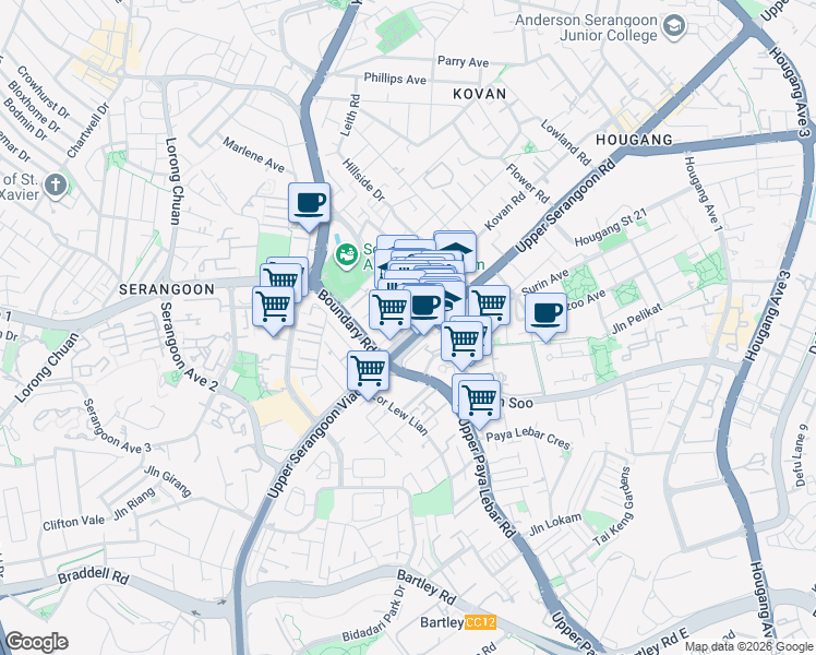 map of restaurants, bars, coffee shops, grocery stores, and more near in Singapore