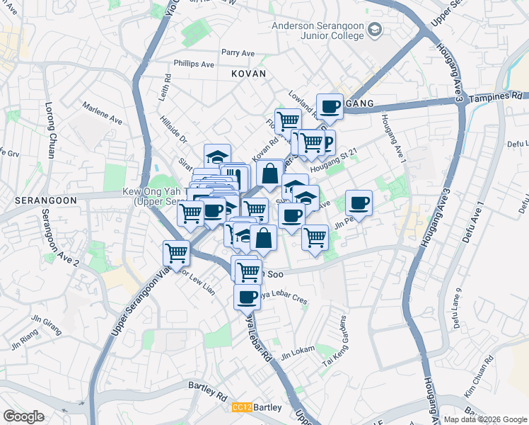 map of restaurants, bars, coffee shops, grocery stores, and more near in Singapore