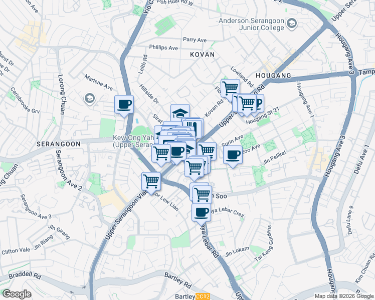 map of restaurants, bars, coffee shops, grocery stores, and more near in Singapore