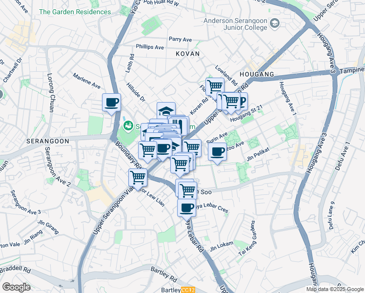 map of restaurants, bars, coffee shops, grocery stores, and more near in Singapore