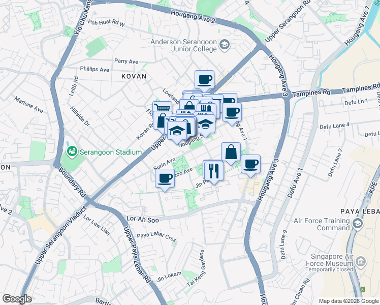 map of restaurants, bars, coffee shops, grocery stores, and more near in Singapore