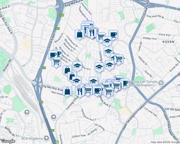 map of restaurants, bars, coffee shops, grocery stores, and more near in Singapore