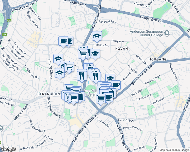 map of restaurants, bars, coffee shops, grocery stores, and more near in Singapore