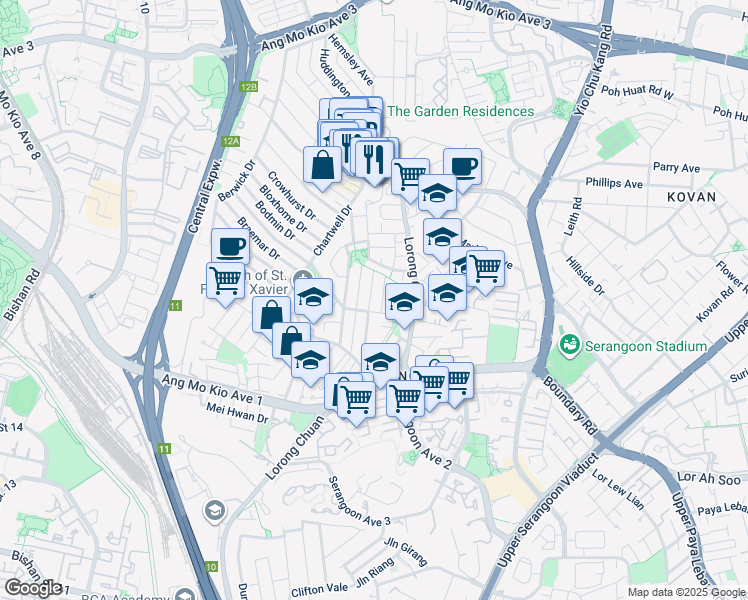 map of restaurants, bars, coffee shops, grocery stores, and more near in Singapore
