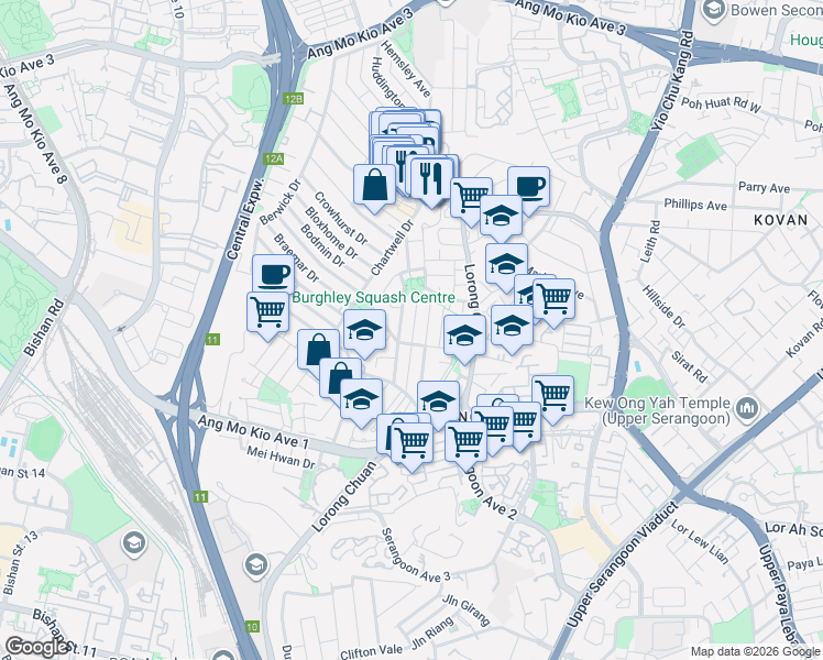 map of restaurants, bars, coffee shops, grocery stores, and more near in Singapore