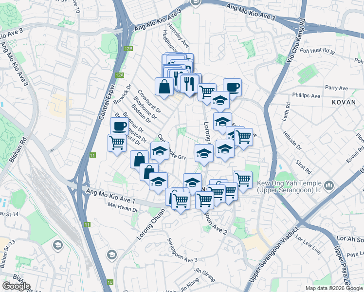 map of restaurants, bars, coffee shops, grocery stores, and more near in Singapore
