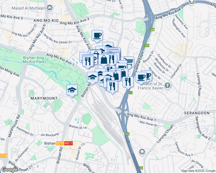 map of restaurants, bars, coffee shops, grocery stores, and more near in Singapore