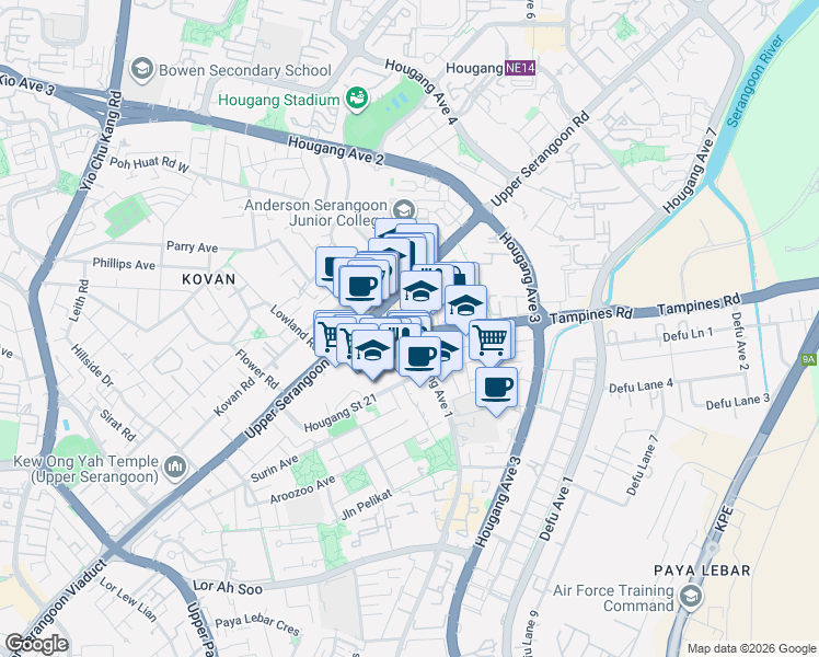 map of restaurants, bars, coffee shops, grocery stores, and more near in Singapore