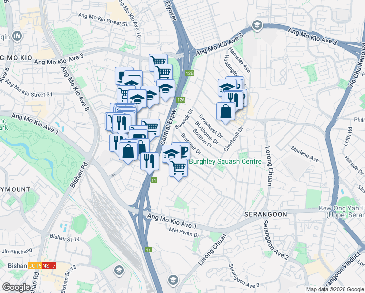map of restaurants, bars, coffee shops, grocery stores, and more near in Singapore