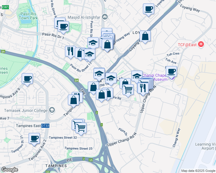 map of restaurants, bars, coffee shops, grocery stores, and more near in Singapore