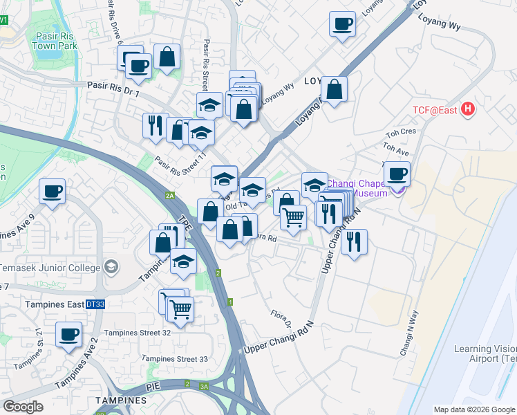 map of restaurants, bars, coffee shops, grocery stores, and more near in Singapore
