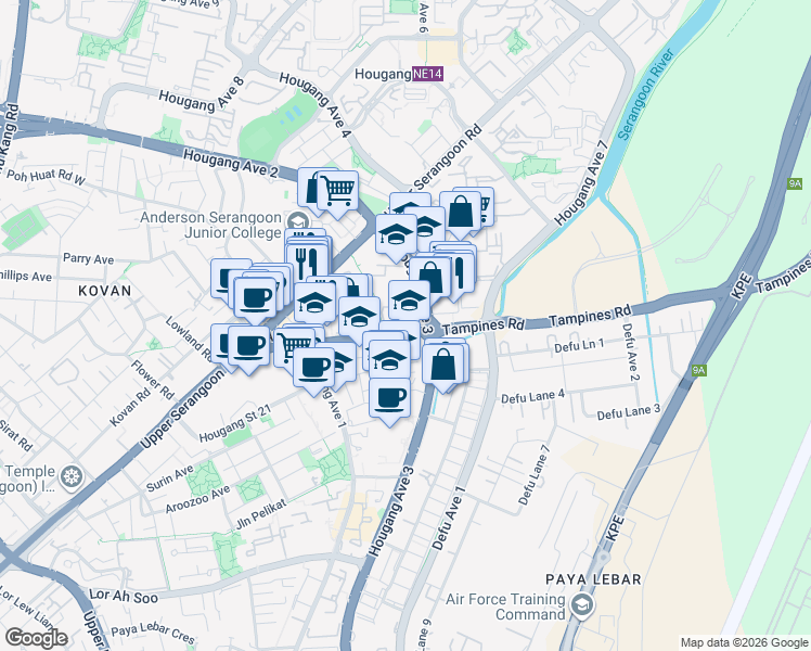 map of restaurants, bars, coffee shops, grocery stores, and more near in Singapore