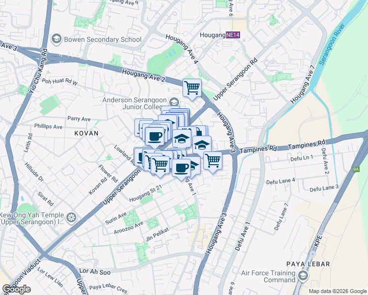 map of restaurants, bars, coffee shops, grocery stores, and more near in Singapore