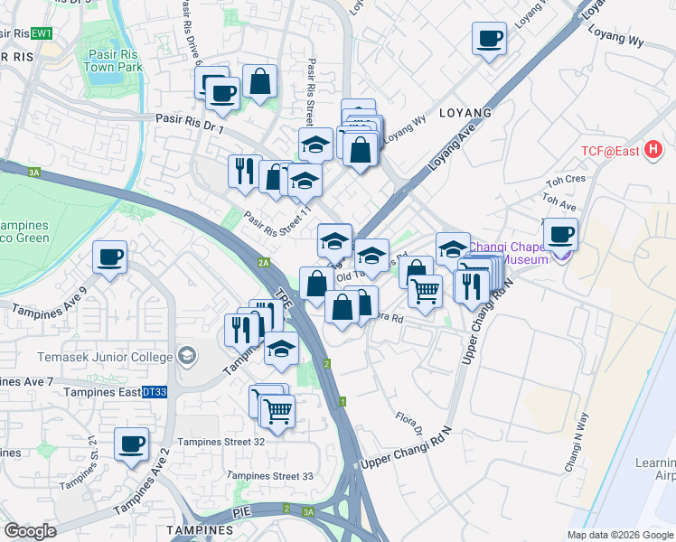 map of restaurants, bars, coffee shops, grocery stores, and more near in Singapore