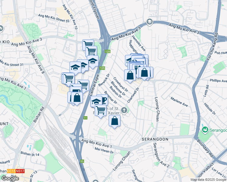 map of restaurants, bars, coffee shops, grocery stores, and more near in Singapore