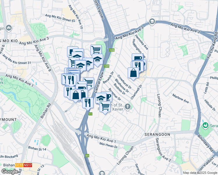 map of restaurants, bars, coffee shops, grocery stores, and more near in Singapore