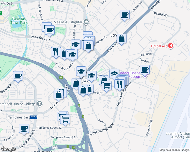 map of restaurants, bars, coffee shops, grocery stores, and more near in Singapore