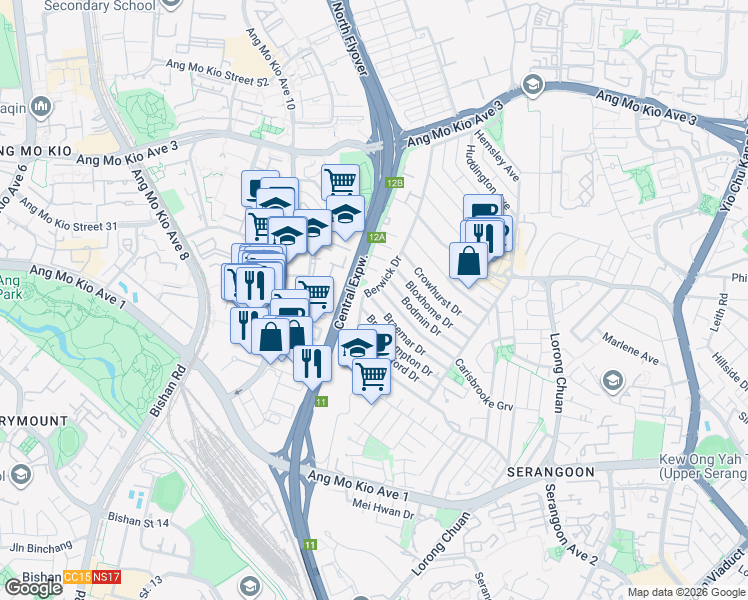 map of restaurants, bars, coffee shops, grocery stores, and more near in Singapore
