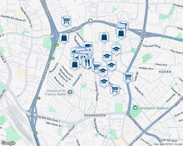 map of restaurants, bars, coffee shops, grocery stores, and more near in Singapore