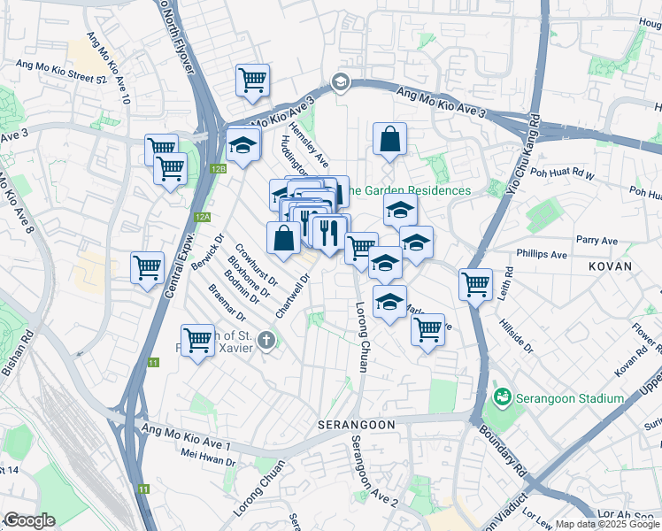 map of restaurants, bars, coffee shops, grocery stores, and more near in Singapore