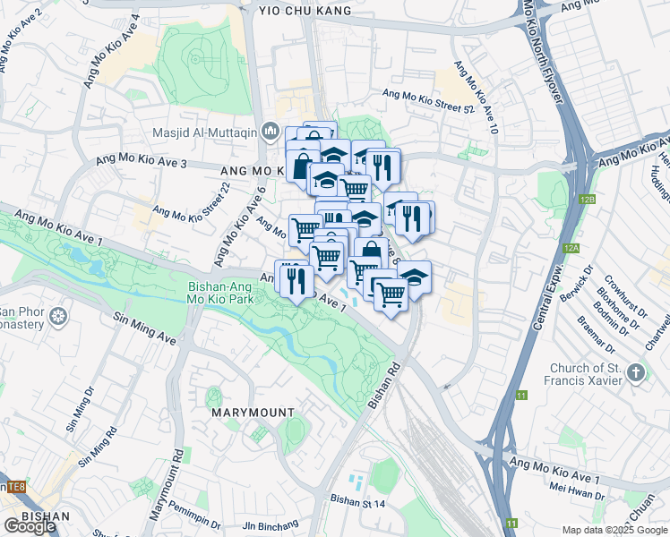 map of restaurants, bars, coffee shops, grocery stores, and more near in Singapore