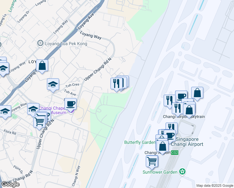 map of restaurants, bars, coffee shops, grocery stores, and more near  in Singapore