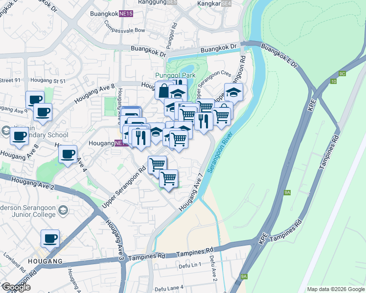map of restaurants, bars, coffee shops, grocery stores, and more near in Singapore