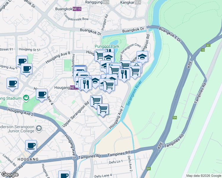 map of restaurants, bars, coffee shops, grocery stores, and more near in Singapore
