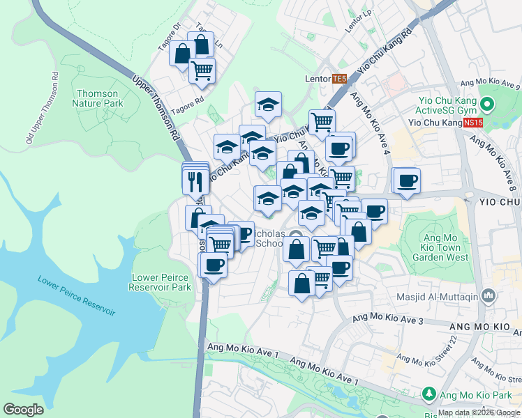 map of restaurants, bars, coffee shops, grocery stores, and more near in Singapore
