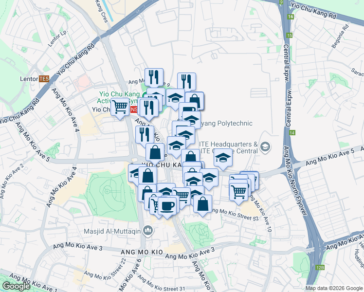 map of restaurants, bars, coffee shops, grocery stores, and more near in Singapore