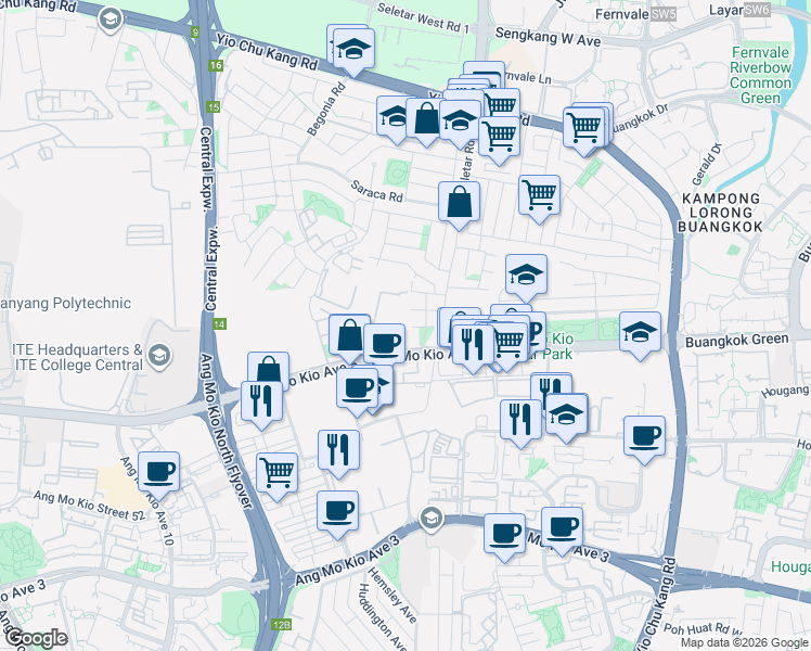 map of restaurants, bars, coffee shops, grocery stores, and more near in Singapore