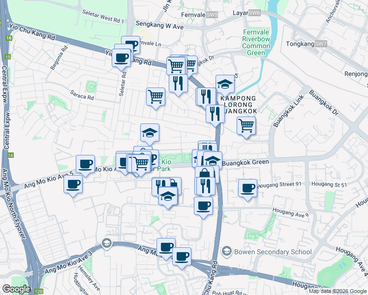 map of restaurants, bars, coffee shops, grocery stores, and more near in Singapore