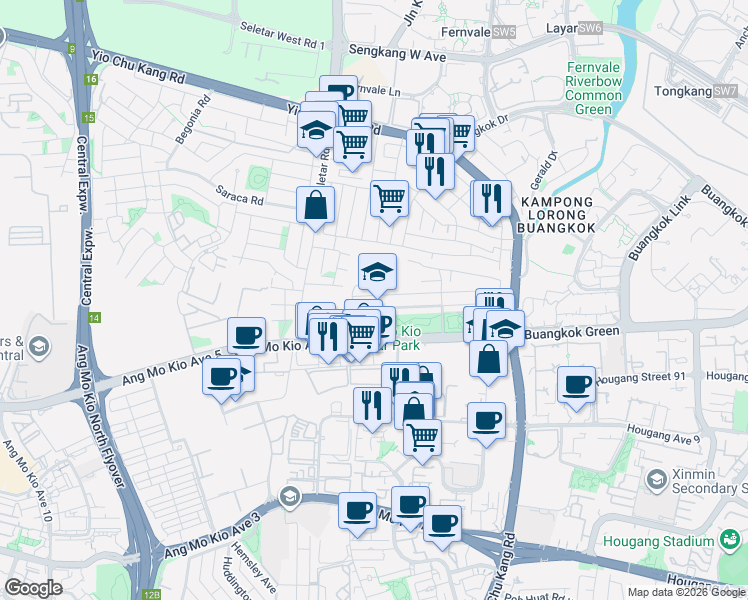 map of restaurants, bars, coffee shops, grocery stores, and more near in Singapore