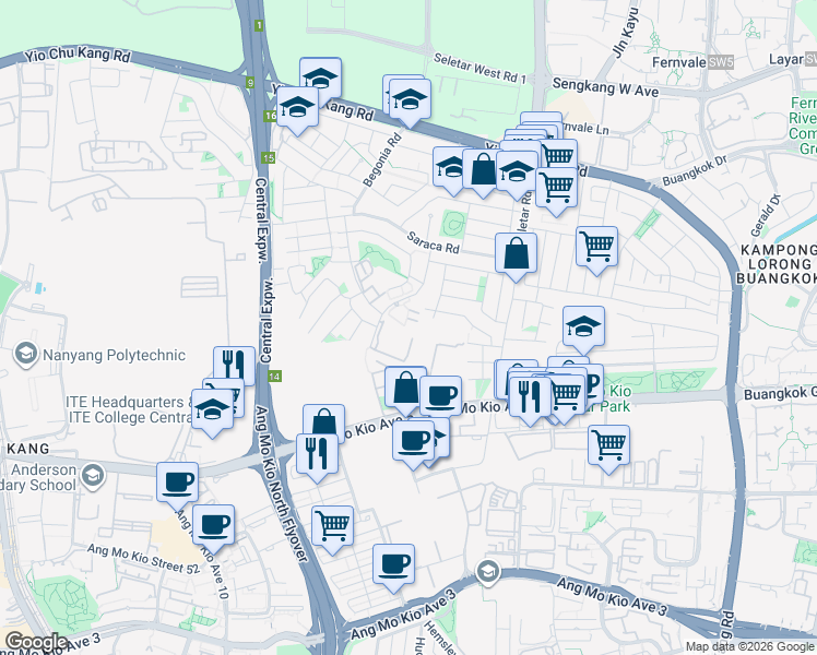 map of restaurants, bars, coffee shops, grocery stores, and more near in Singapore
